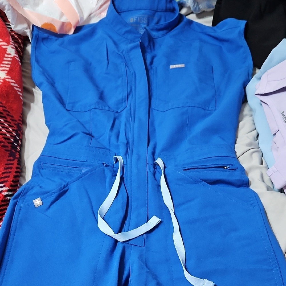 Figs Royal Blue Jumpsuit with Zipper Accents